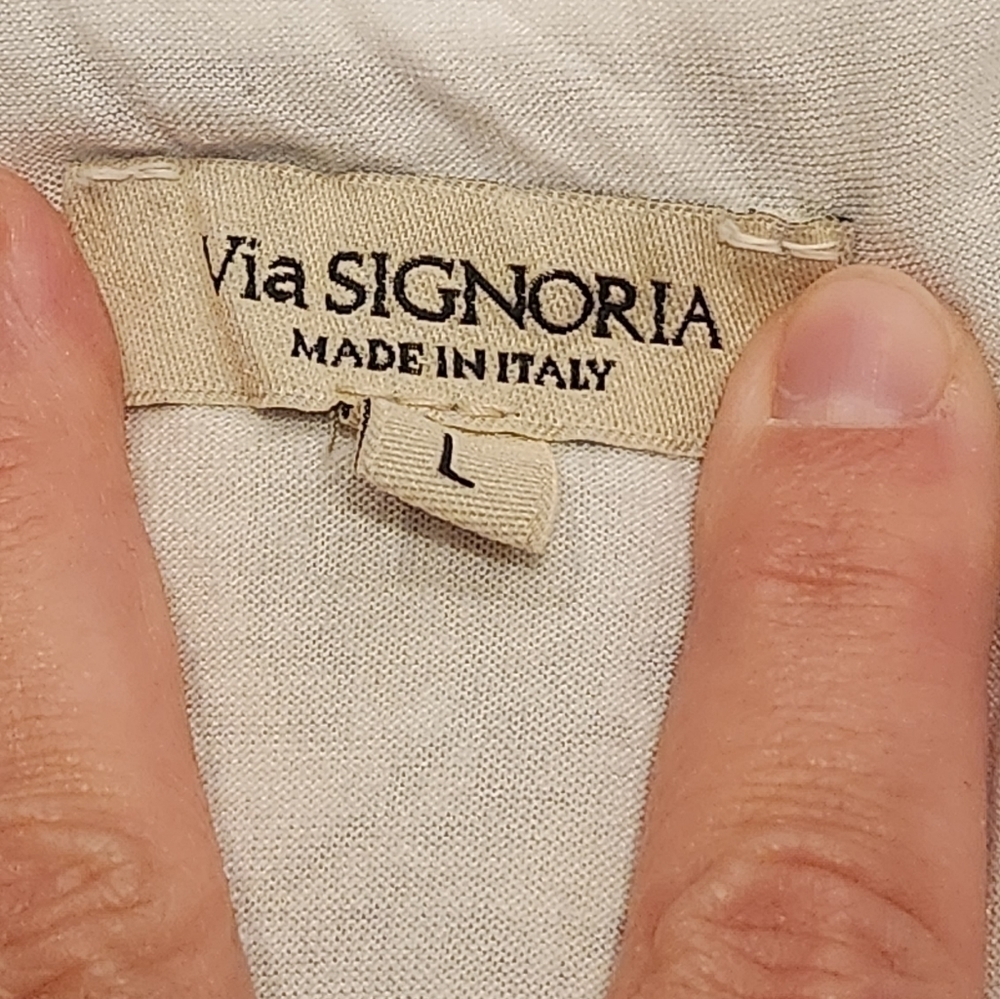 VIA Signoria White and Blue Silk Paisley Sleeveless Blouse Large (Made in Italy) - Picture 8 of 9